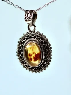 The TwoSisters Edelsteen Hanger-Amber Edelsteen hanger 925 zilver