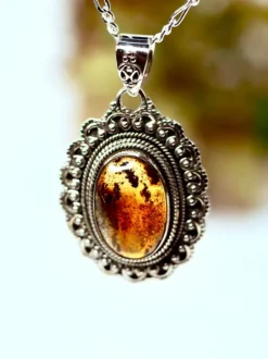 The TwoSisters Edelsteen Hanger-Amber Edelsteen hanger 925 zilver