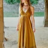The TwoSisters Plus Size|Nomad Chic Collectie-Ancient Whispers zomerjurk Okergeel