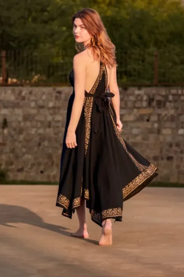 The TwoSisters Nomad Chic Collectie|Plus Size-Ancient Whispers zomerjurk Zwart