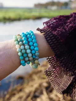 The TwoSisters Kettingen|Buddhist Malas-Aquamarijn Amazoniet Mala