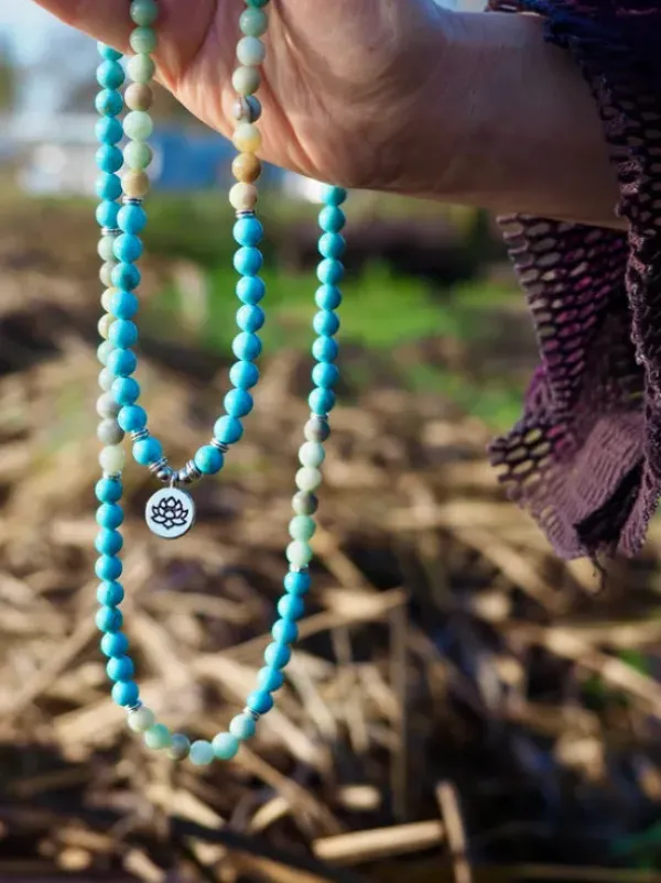 The TwoSisters Kettingen|Buddhist Malas-Aquamarijn Amazoniet Mala