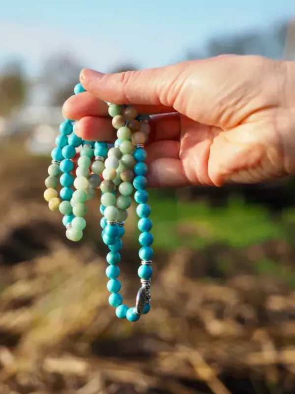 The TwoSisters Kettingen|Buddhist Malas-Aquamarijn Amazoniet Mala