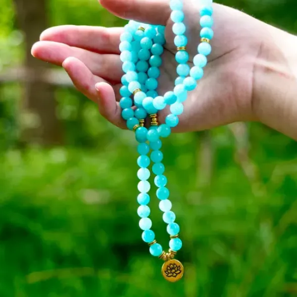 The TwoSisters Buddhist Malas|Kettingen-Aquamarijn Mala