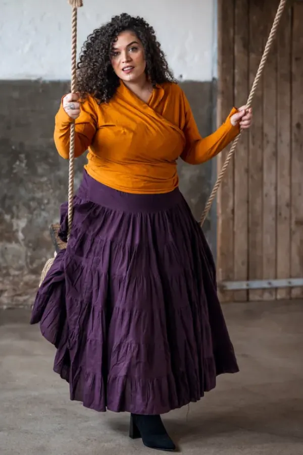 The TwoSisters Tops|Plus Size-Astarte Top Bamboo/Cotton Oker/Oranje