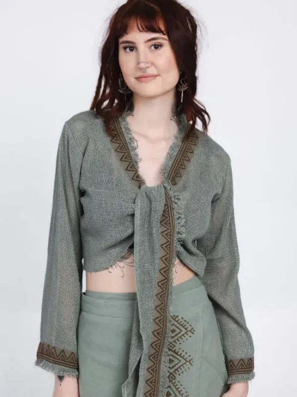 The TwoSisters Tops|Nomad Chic Collectie-Aurora Top Jadegroen