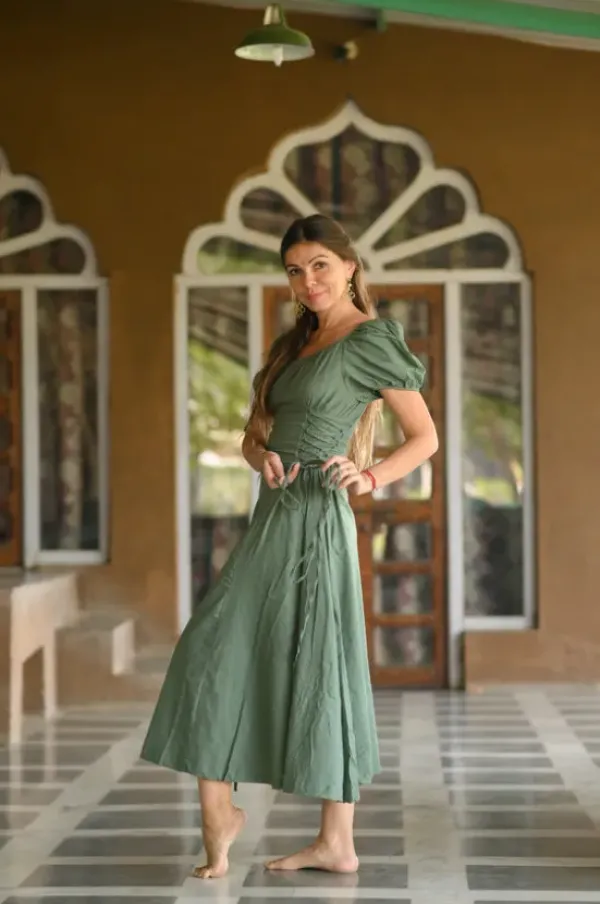 The TwoSisters Gypsy|Zomer-Belle Jurk Groen