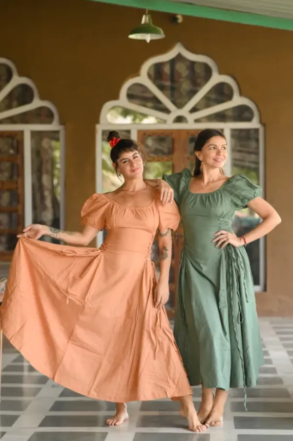 The TwoSisters Gypsy|Zomer-Belle Jurk Groen