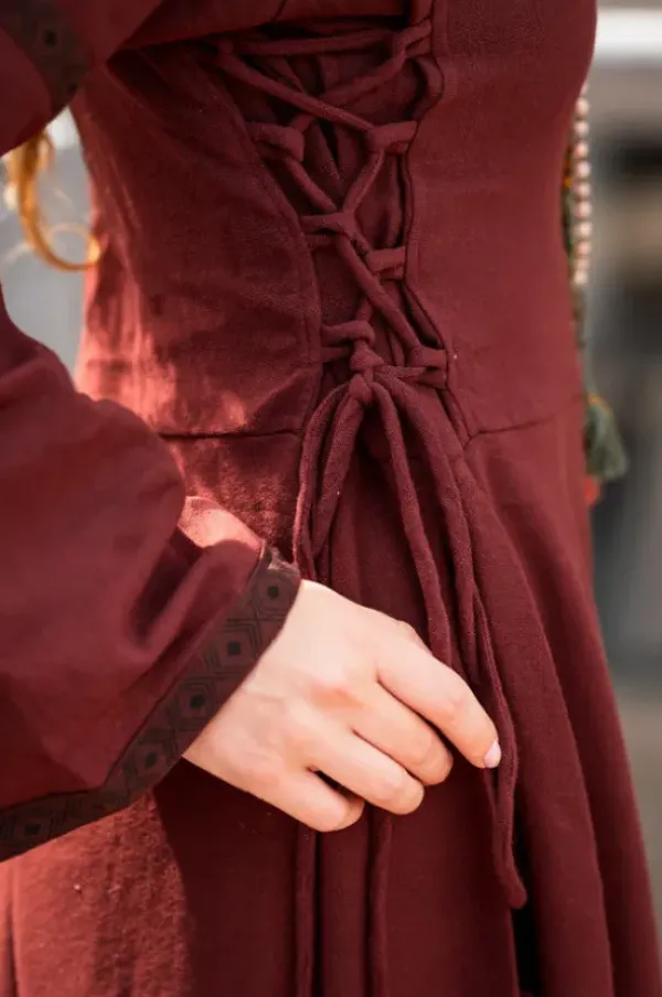 The TwoSisters Plus Size|Plus Size-Berkana Jurk Marroon Rood (t/m maat 52)
