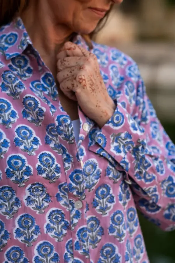 The TwoSisters Tops|Lange Mouw-Blockprint Blouse (limited Edition)