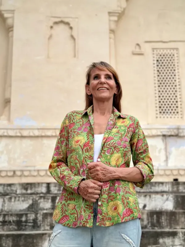The TwoSisters Tops|Lange Mouw-Blockprint Blouse (limited Edition)