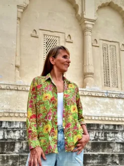 The TwoSisters Tops|Lange Mouw-Blockprint Blouse (limited Edition)