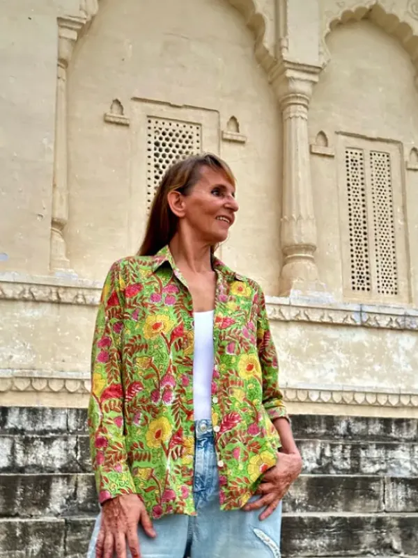 The TwoSisters Tops|Lange Mouw-Blockprint Blouse (limited Edition)