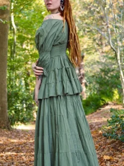 The TwoSisters Tops|Zomer-Boho Blouse Mosgroen