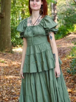 The TwoSisters Tops|Zomer-Boho Blouse Mosgroen