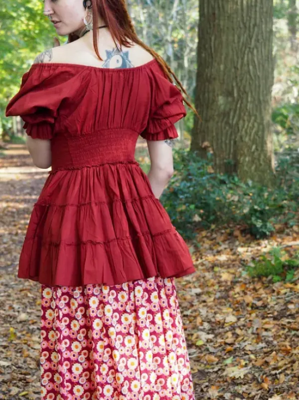 The TwoSisters Tops|Zomer-Boho Blouse Warm Rood