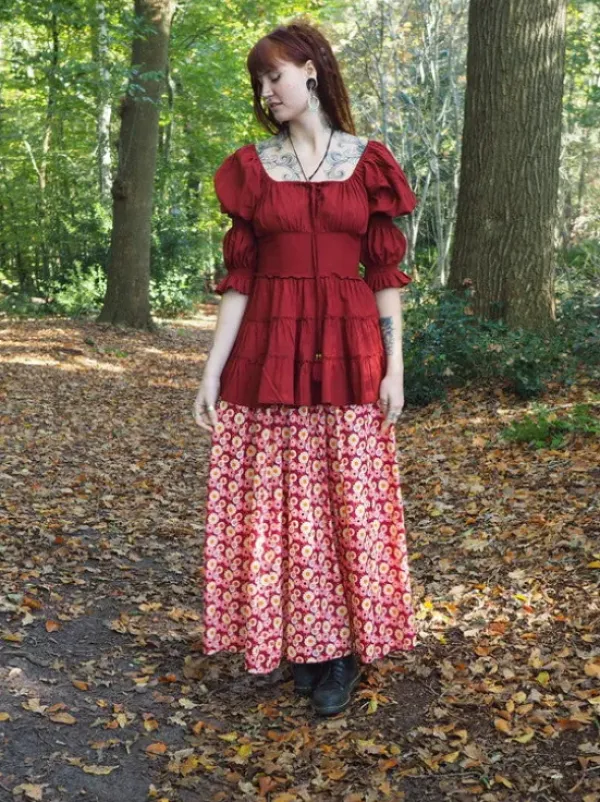 The TwoSisters Tops|Zomer-Boho Blouse Warm Rood