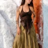 The TwoSisters Tops|Zomer-Boho Top Aphrodite Bruin