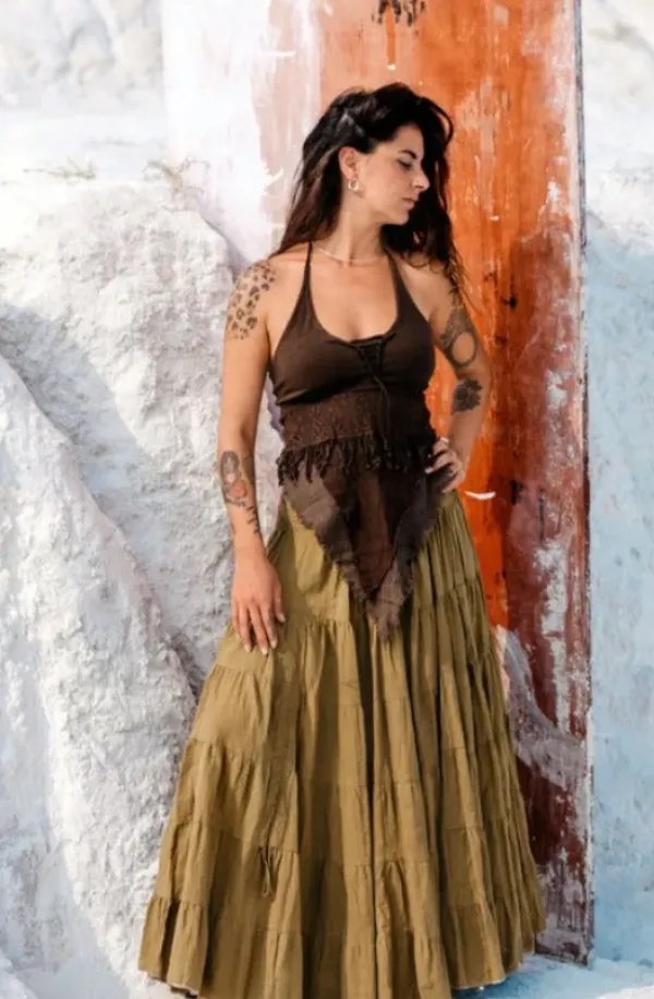 The TwoSisters Tops|Zomer-Boho Top Aphrodite Bruin