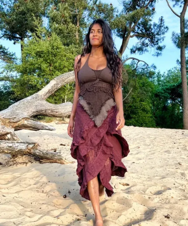 The TwoSisters Tops|Zomer-Boho Top Aphrodite Bruin
