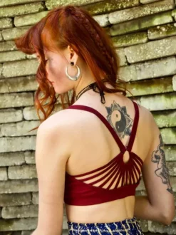 The TwoSisters Tops|Bratops-Bratop Aurora Marroon Rood