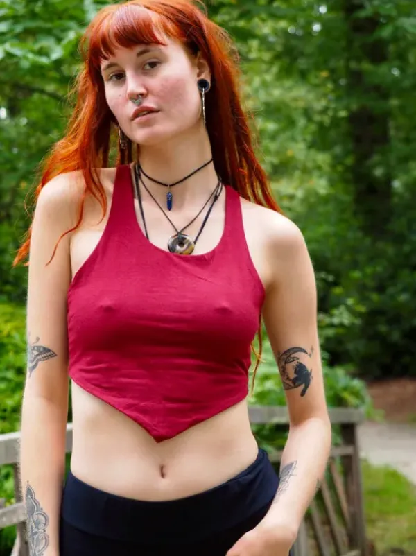 The TwoSisters Tops|Bratops-Bratop Gaia Marroon Rood