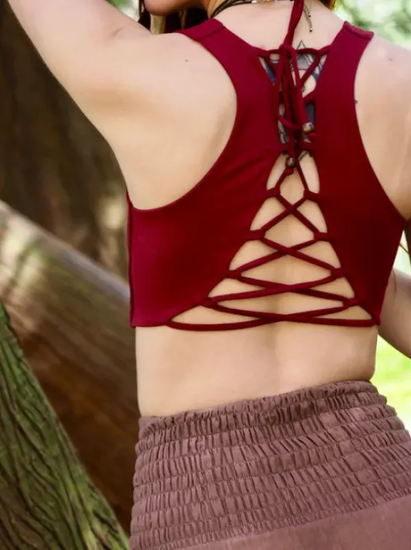 The TwoSisters Tops|Bratops-Bratop Lagherta Marroon Rood