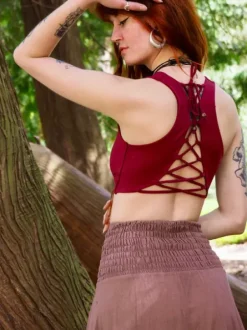 The TwoSisters Tops|Bratops-Bratop Lagherta Marroon Rood