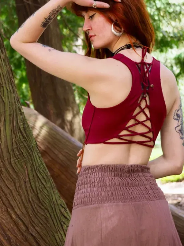 The TwoSisters Tops|Bratops-Bratop Lagherta Marroon Rood