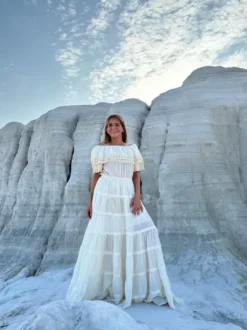 The TwoSisters Gypsy|Zomer-Danu Lange jurk Gebroken wit