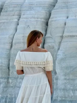 The TwoSisters Gypsy|Zomer-Danu Lange jurk Gebroken wit