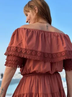 The TwoSisters Bohemian Trouwjurken|Gypsy-Danu Lange jurk Terracotta