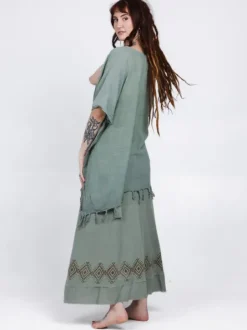 The TwoSisters Plus Size|Nomad Chic Collectie-Desert Breeze poncho Jadegroen