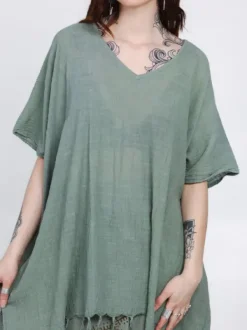 The TwoSisters Plus Size|Nomad Chic Collectie-Desert Breeze poncho Jadegroen