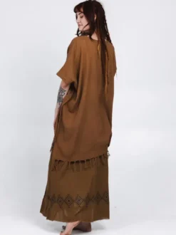 The TwoSisters Plus Size|Nomad Chic Collectie-Desert Breeze poncho Lichtbruin