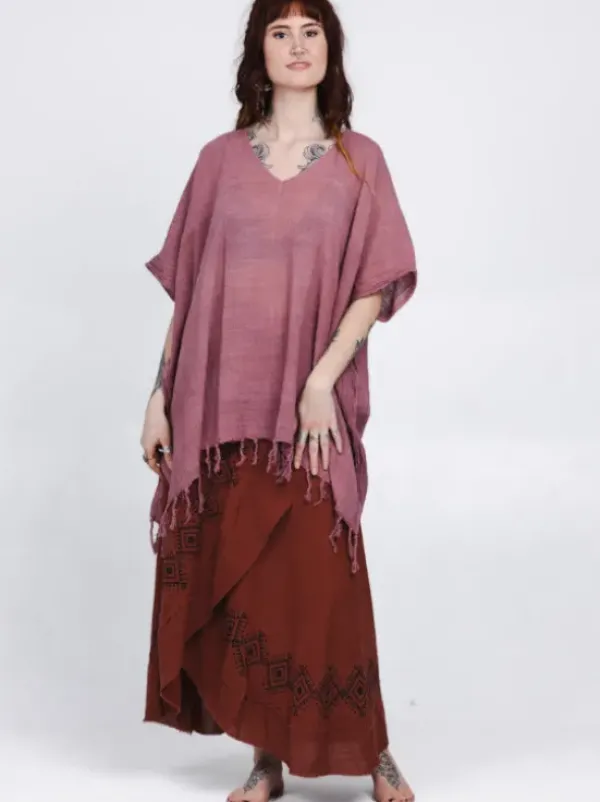 The TwoSisters Plus Size|Nomad Chic Collectie-Desert Breeze poncho OudRoze