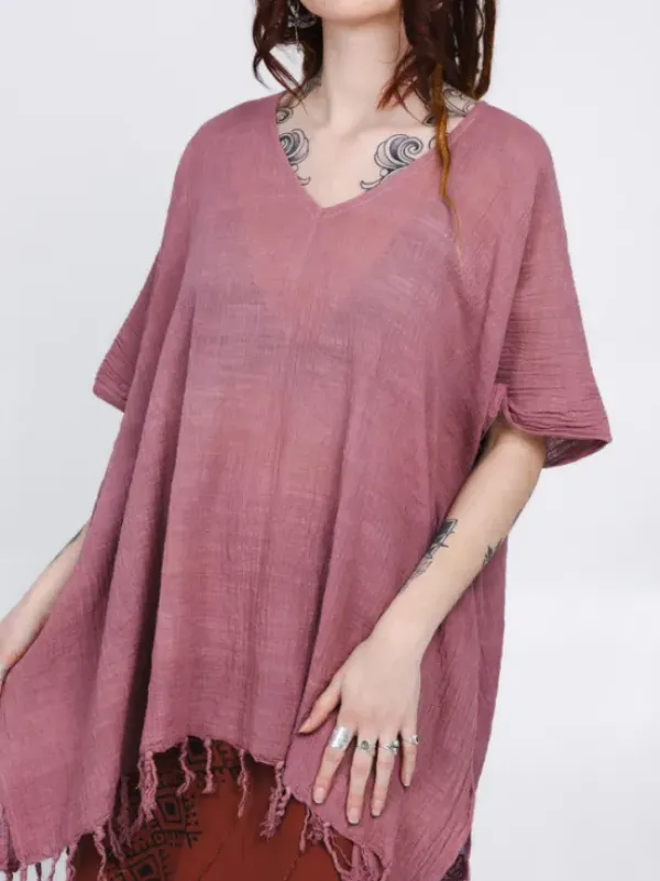 The TwoSisters Plus Size|Nomad Chic Collectie-Desert Breeze poncho OudRoze
