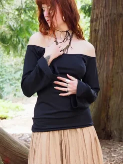 The TwoSisters Tops|Lange Mouw-Devi Boho top Zwart