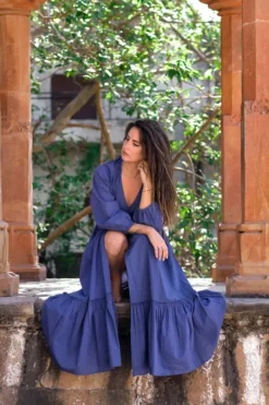 The TwoSisters Bohemian|Bohemian Jurken-Devi Dress Blauw