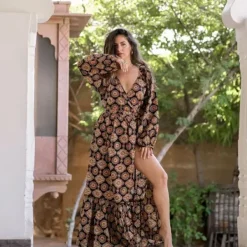 The TwoSisters Bohemian|Bohemian Jurken-Devi Dress Blockprint