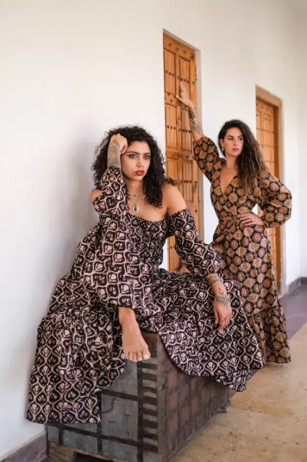 The TwoSisters Bohemian|Bohemian Jurken-Devi Dress Blockprint
