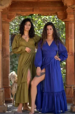 The TwoSisters Zwangerschapsjurk|Gypsy-Devi Dress Olijfgroen