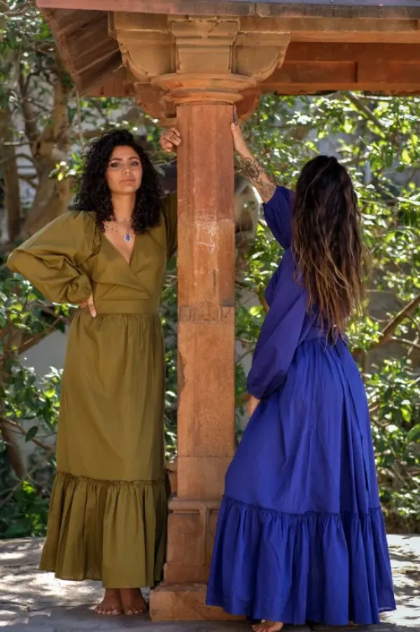 The TwoSisters Zwangerschapsjurk|Gypsy-Devi Dress Olijfgroen