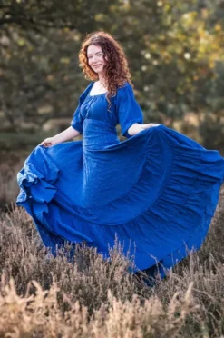 The TwoSisters Bohemian|Bohemian Jurken-Dream Dress Blauw Broderie