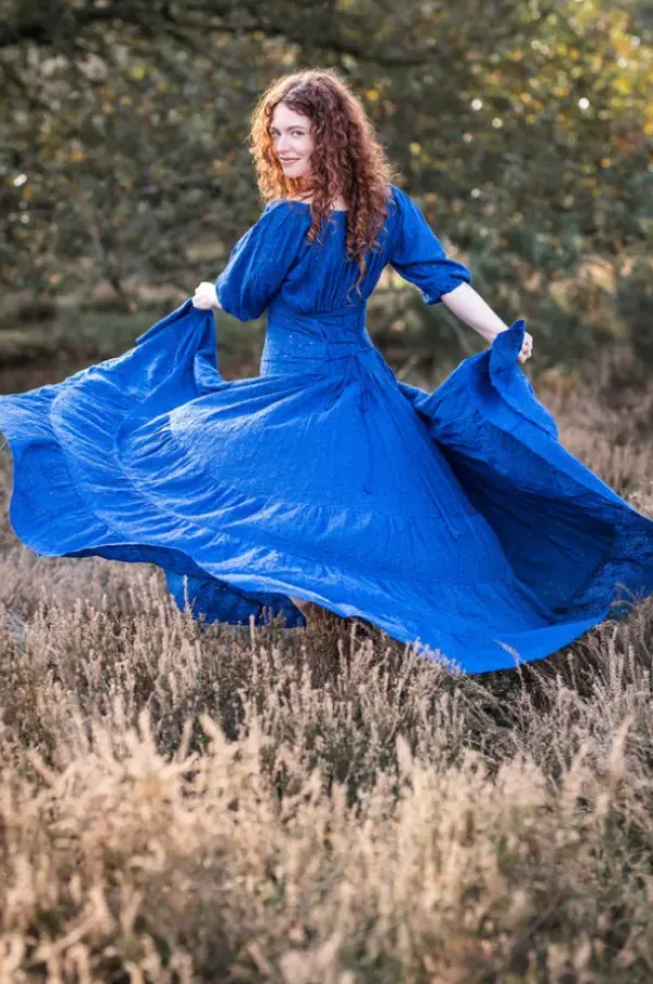 The TwoSisters Bohemian|Bohemian Jurken-Dream Dress Blauw Broderie