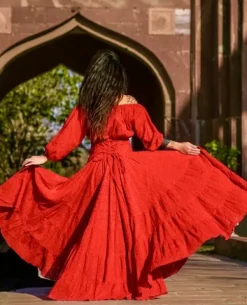 The TwoSisters Bohemian|Bohemian Jurken-Dream Dress Rood Broderie