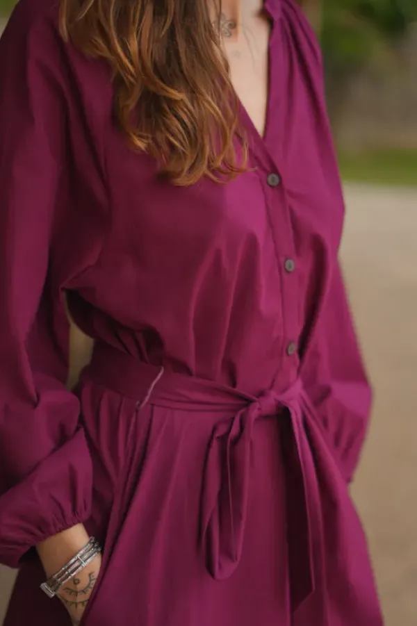 The TwoSisters Plus Size|Plus Size-Elora overhemd jurk Burgundy