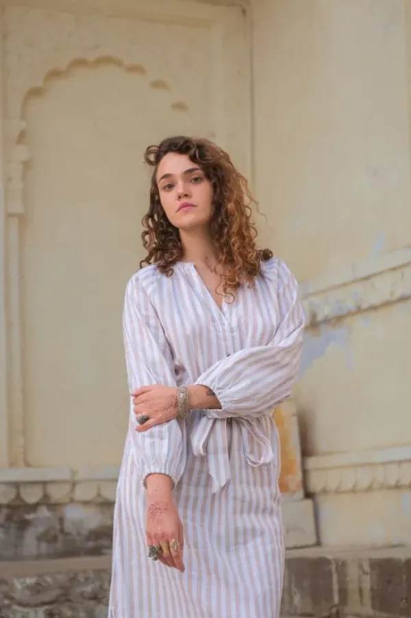 The TwoSisters Plus Size|Plus Size-Elora overhemd jurk Streep