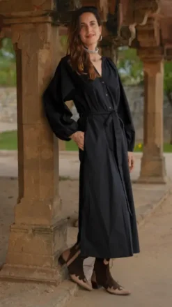 The TwoSisters Plus Size|Plus Size-Elora overhemd jurk Zwart
