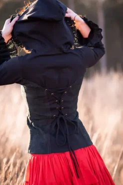 The TwoSisters Tops|Plus Size-Elven Hoodie Top Zwart